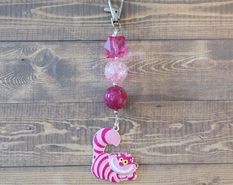Mischievous Cheshire Cat Inspired Chunky Bubblegum Key Chain / Backpack or Purse Charm / We're all mad here/ Alice in Wonderland / Disney