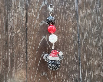 Christmas Inspired Mickey Mouse Key Chain / Zipper Charm/ Backpack Charm / Holidays/ Disney