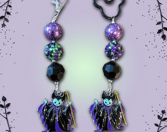 Maleficent Inspired Backpack Charm | Villain Bag Accessory | Theme Park Keychain | Magical Vacation Gift