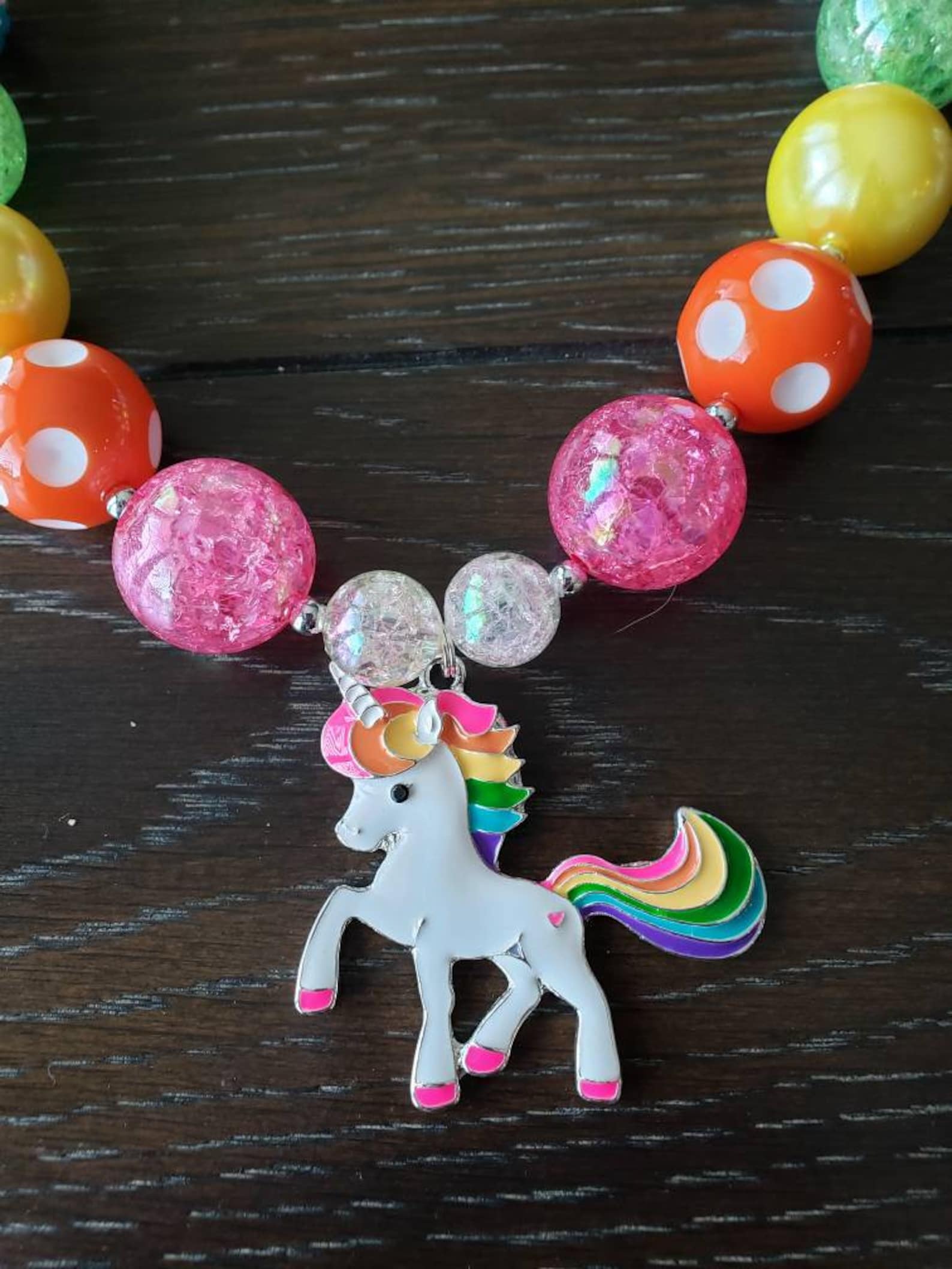 Unicorn Inspired Chunky Bubblegum Rainbow Bead Children's | Etsy