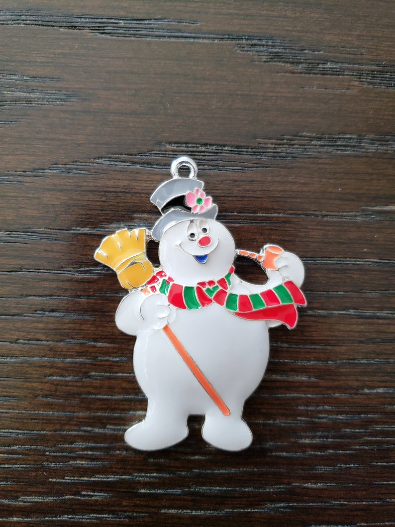 Key Chains Purse Backpack Bling Snowman Frosty the Snowman Inspired Enamel Pendant Chunky Bubblegum Bead Necklaces