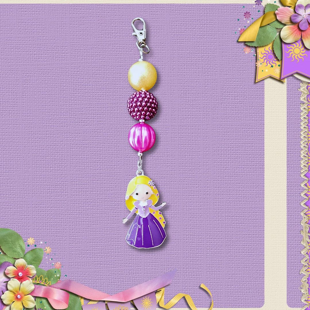 Tangled Princess Rapunzel Inspired Chunky Bubblegum Bead Key Chain ...