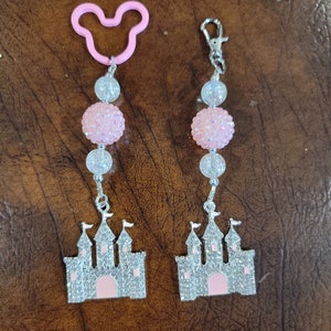 Disney Castle Inspired Keychain/ Purse Charm/ Backpack Bling/ Chunky Beads/Bubblegum Beads