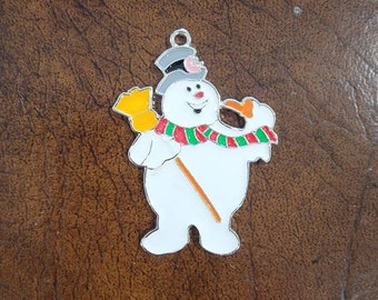 Frosty the Snowman Inspired Enamel Pendant Chunky Bubblegum Bead Necklaces, Key Chains, Purse Backpack Bling Snowman