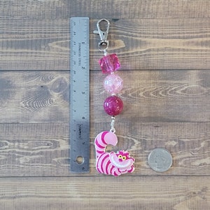 Mischievous Cheshire Cat Inspired Chunky Bubblegum Key Chain / Backpack or Purse Charm / We're all mad here/ Alice in Wonderland / Disney image 5