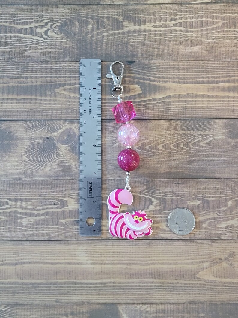 Mischievous Cheshire Cat Inspired Chunky Bubblegum Key Chain / Backpack or Purse Charm / We're all mad here/ Alice in Wonderland / Disney image 5