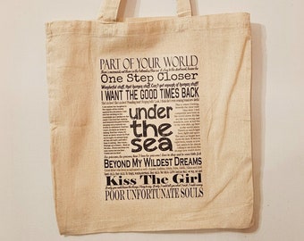 The Little Mermaid Quotes and Lyrics Tote/Shopper Bag - Natural Canvas