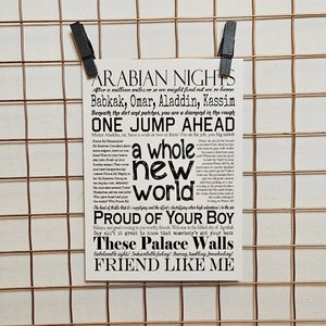Stampa di cartoline con citazioni e testi di Aladdin