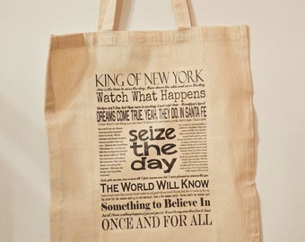 Bolso de mano/compra con frases y letras de Newsies - Lona natural