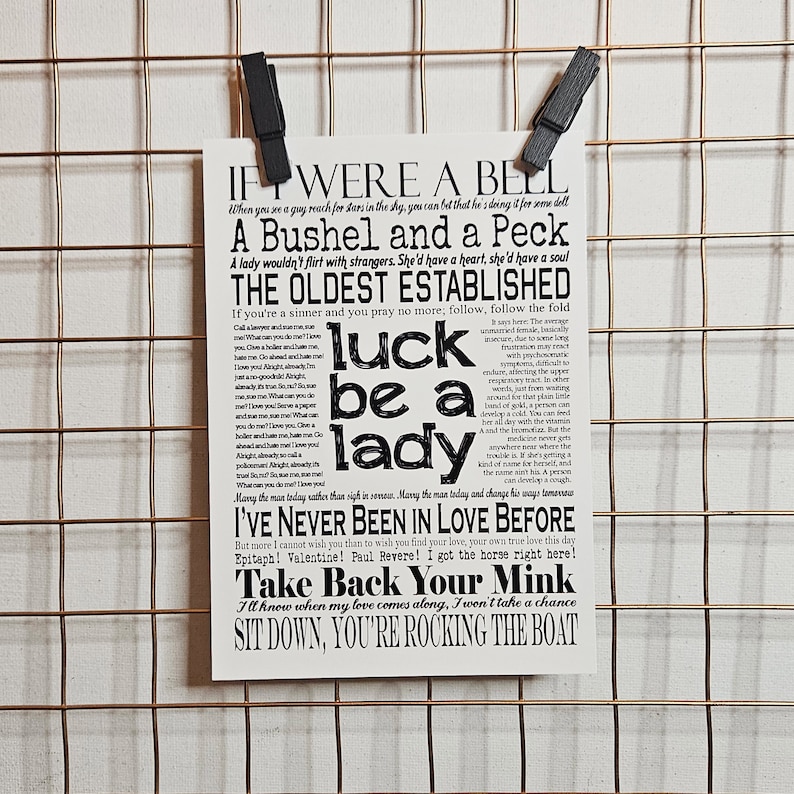 Guys and Dolls Quotes and Lyrics Postcard Print Etsy