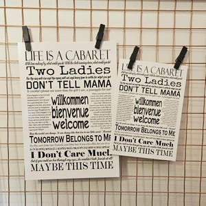 Cabaret The Musical Quotes and Lyrics A5/A6 Print