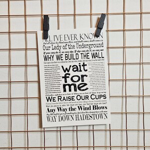 Citas y letras de Hadestown (impresión A5/A6)