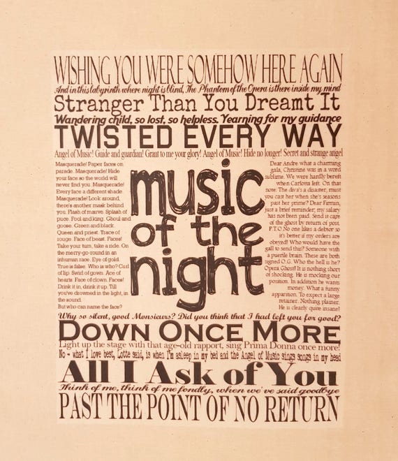 The Phantom Of The Opera Quotes And Lyrics Tote Shopper Bag Etsy The Phantom Of The Opera Quotes And Lyrics Tote Shopper Bag Etsy