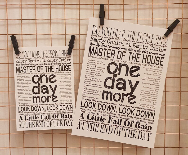 Les Miserables Quotes and Lyrics A5/A6 Print | Etsy