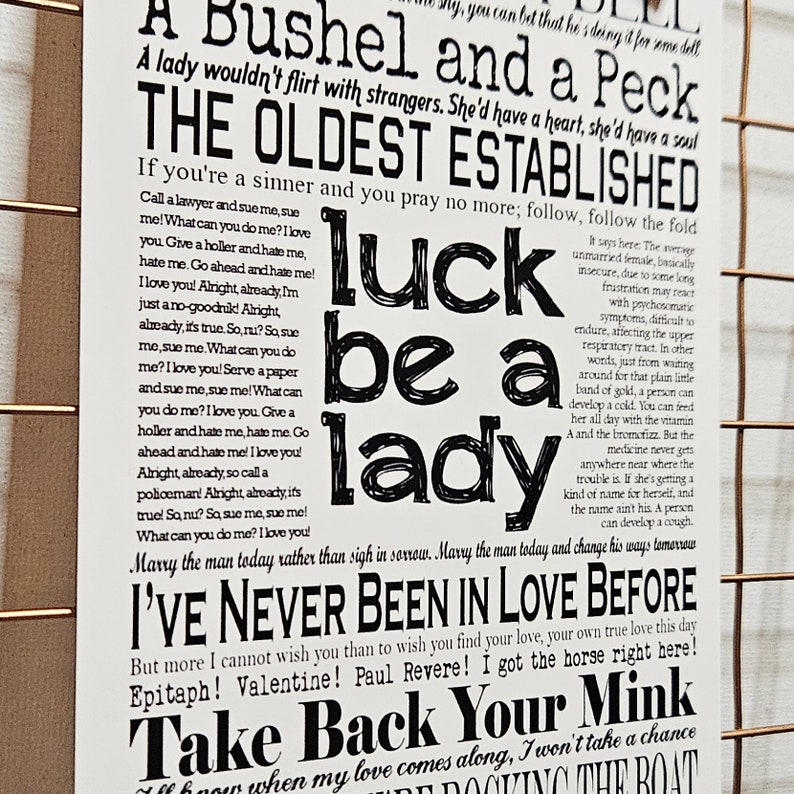 Guys and Dolls Quotes and Lyrics Postcard Print Etsy