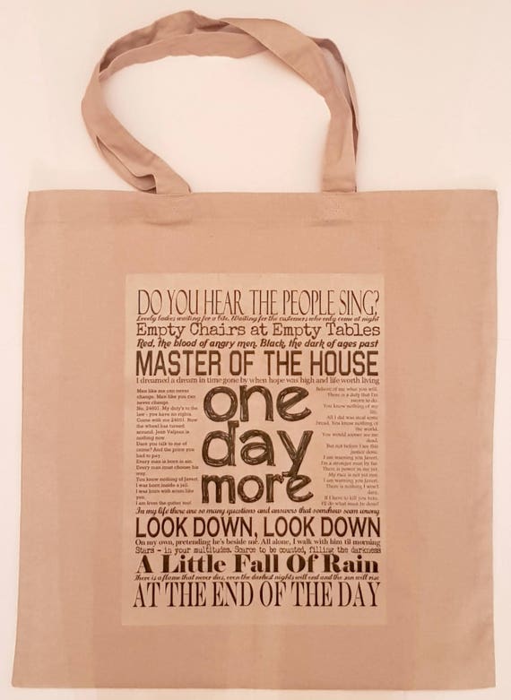 Les Miserables Quotes And Lyrics Tote Shopper Bag Natural Etsy