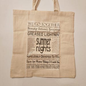 Bolsa de tela/compras con citas y letras de Grease - Lona natural