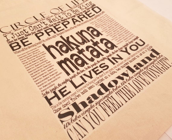 The Lion King Quotes And Lyrics Tote Shopper Bag Natural Etsy