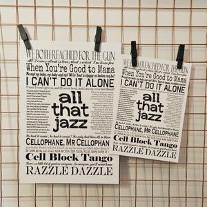 Chicago The Musical Citazioni e Testi A5/A6 Stampa
