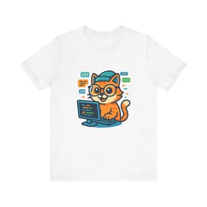 Gift for Programmer Cat Owner | Funny Coding Cat T-Shirt | Geeky Feline Developer Tee