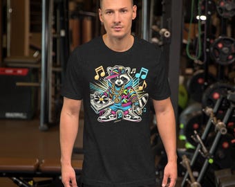 Hip Hop DJ Raccoon T-Shirt, Urban Streetwear Graphic Tee, Music Lover Gift for DJs & Rappers