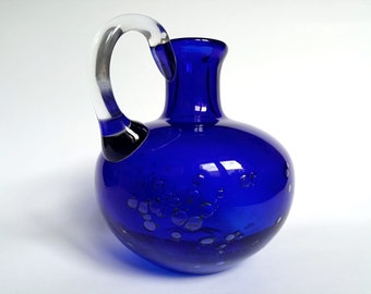 Jarro de vidro da Schot Zwiesel Azul cobalto bolha de vidro Alemanha Vintage anos 60 e 70