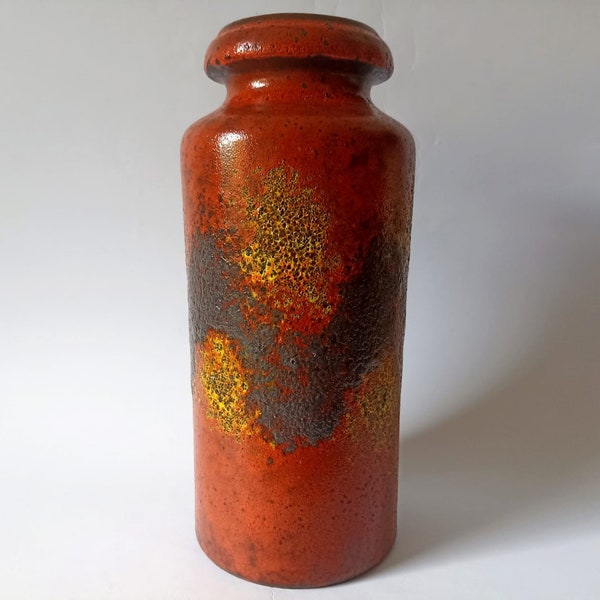 Ceramic Orange Vase by Scheurich 517-30 Fat Lava Glaze West German Pottery Vintage 60s 70s