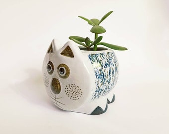 Keramik Katze Handbemalter Übertopf Blumentopf Vintage