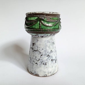 Pequeño jarrón de cerámica / jardinera de Strehla Green Glaze Cerámica alemana Vintage 70s