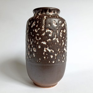 Studio Pottery Vase Brown and White Glaze Germany 60&#39;s 70&#39;s