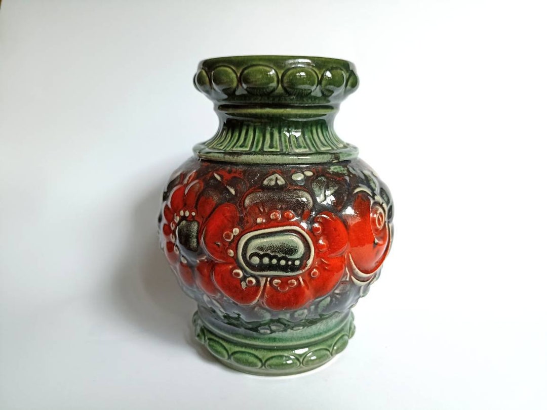 Ceramic Vase by Bay Keramik 287-18 Floral Decor West German