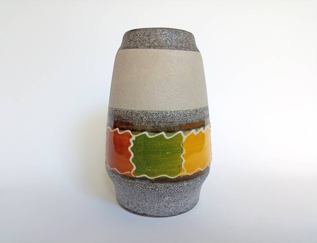 Vintage Bay Keramik Vase, West German Pottery, Colorful Glazed