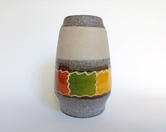 Vintage Bay Keramik Vase, West German Pottery, Colorful Glazed Decor