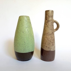 Two Small Ceramic Vases by Elsterwelda Keramik East German Studio Pottery Vintage 60s 70s