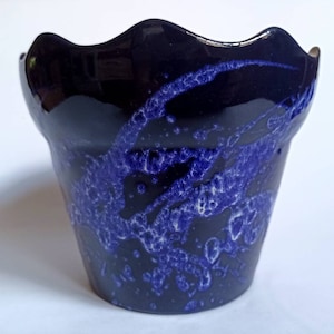 Marei 23 32 Keramische Plantenbak Bloempot Blauw Glazuur West Duits Aardewerk 60&#39;s 70&#39;s