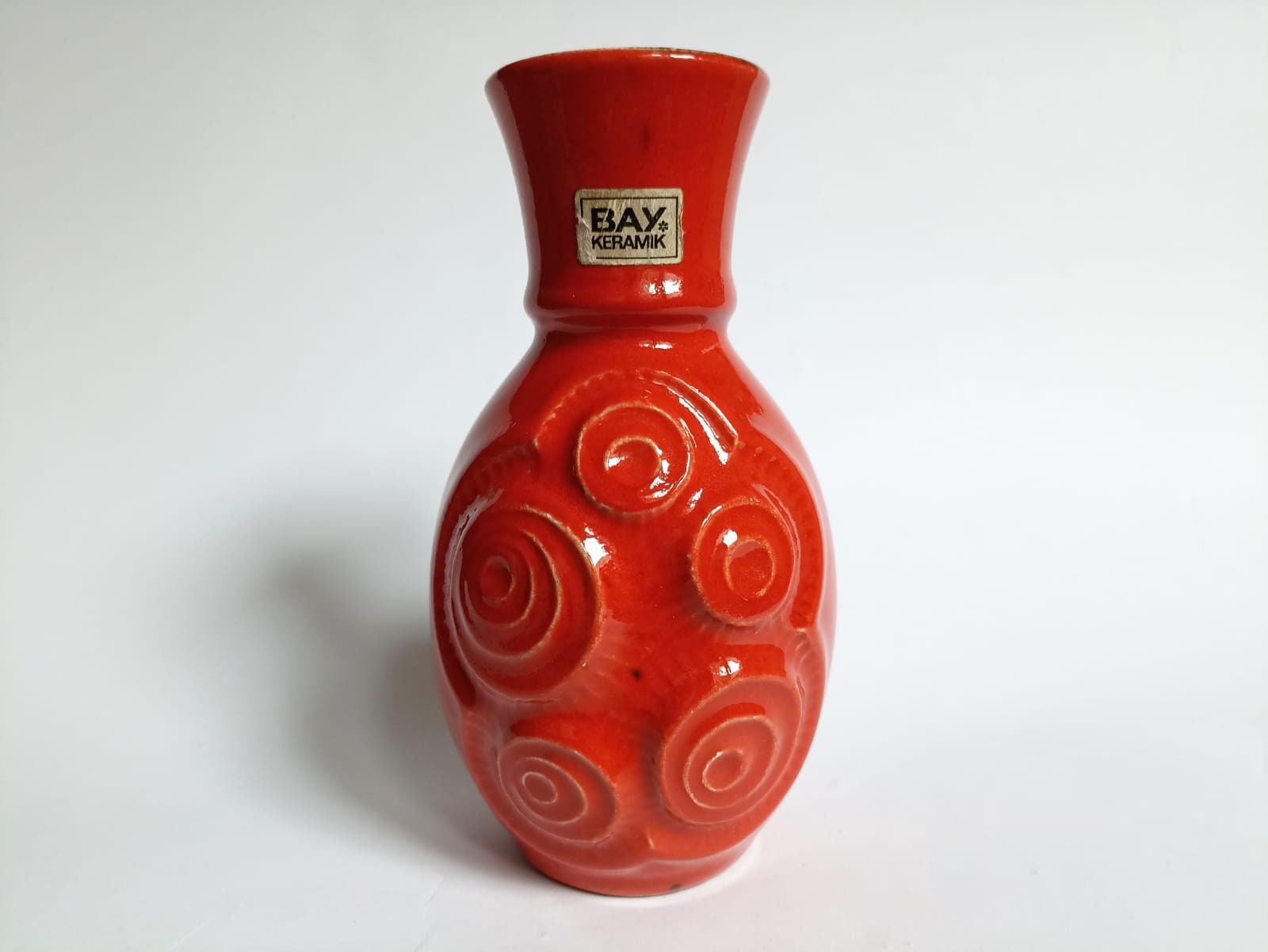 Vintage Bay Keramik Vase: West German Pottery, Red Glaze, 60s/70s