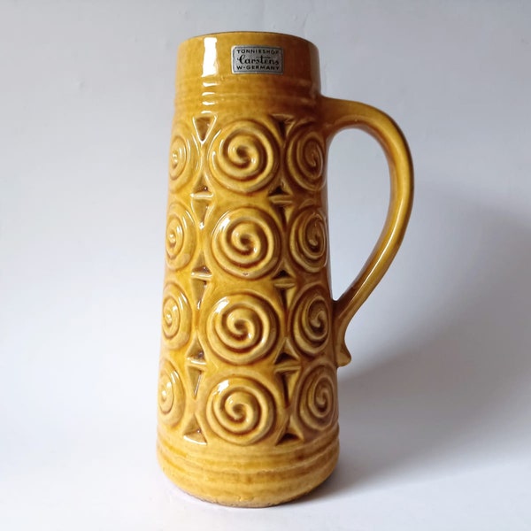 Carstens Tonnieshof 7455-25 Ceramic Yellow Jug Vase West German Pottery Vintage 60's 70's