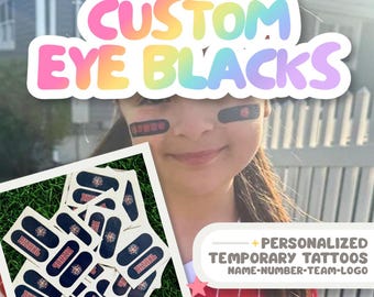 Personalized Eye Black Tattoos – Custom Team Eye Blacks With Logo, Sweat Proof Game Day Spirit, Sport Stickers, Spring Sports, Summer Sports