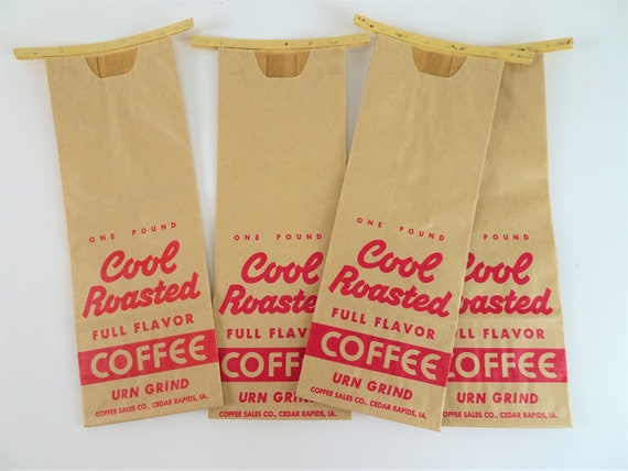 vintage coffee paper bags coffee bag coffee bean bag coffee decor coffee bag gift cedar rapids iowa brown paper bags coffee package coffee bag