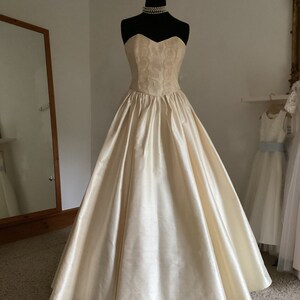 Wedding Dress Bridal Gown Vintage Sample Silk Lace Strapless Ballgown Skirt Formal Beach Country Wedding image 2