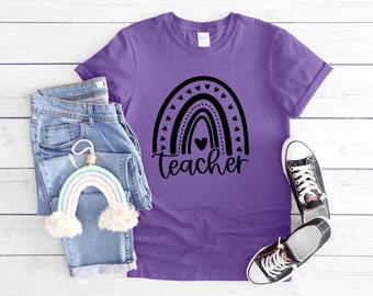 T-shirt professeur arc-en-ciel, mélange de coton, doux et confortable