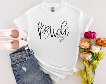 T-shirt de la mariée - T-shirt du jour du mariage avec losanges