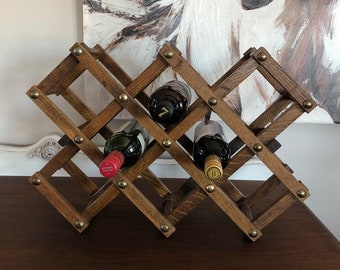 Solid Wood Wine Rack - Expandable Wine rack - Accordion Wine Rack
