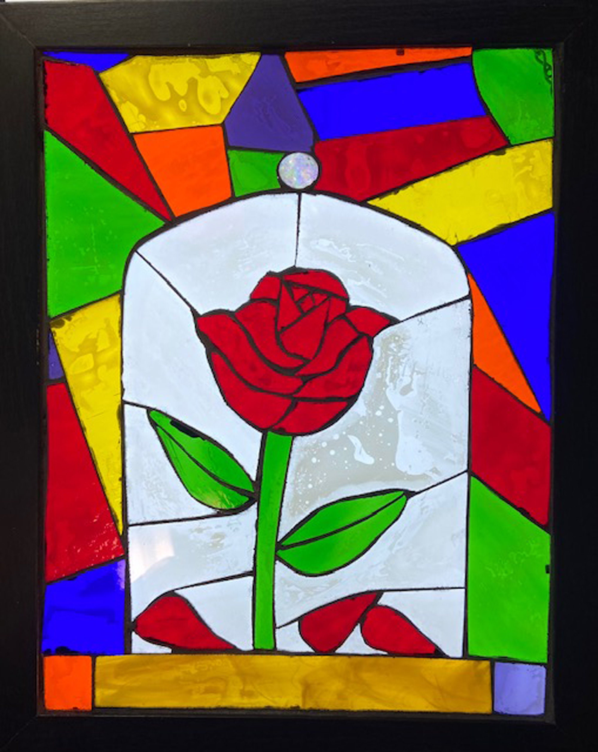 Mosaic Stained Glass Beauty The Beast Rose Etsy Uk Mosaic Stained Glass Beauty The Beast Rose Etsy Uk