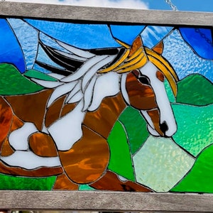 Horse - Van Gogh Wild Mustang, Son of Picasso Stained Glass