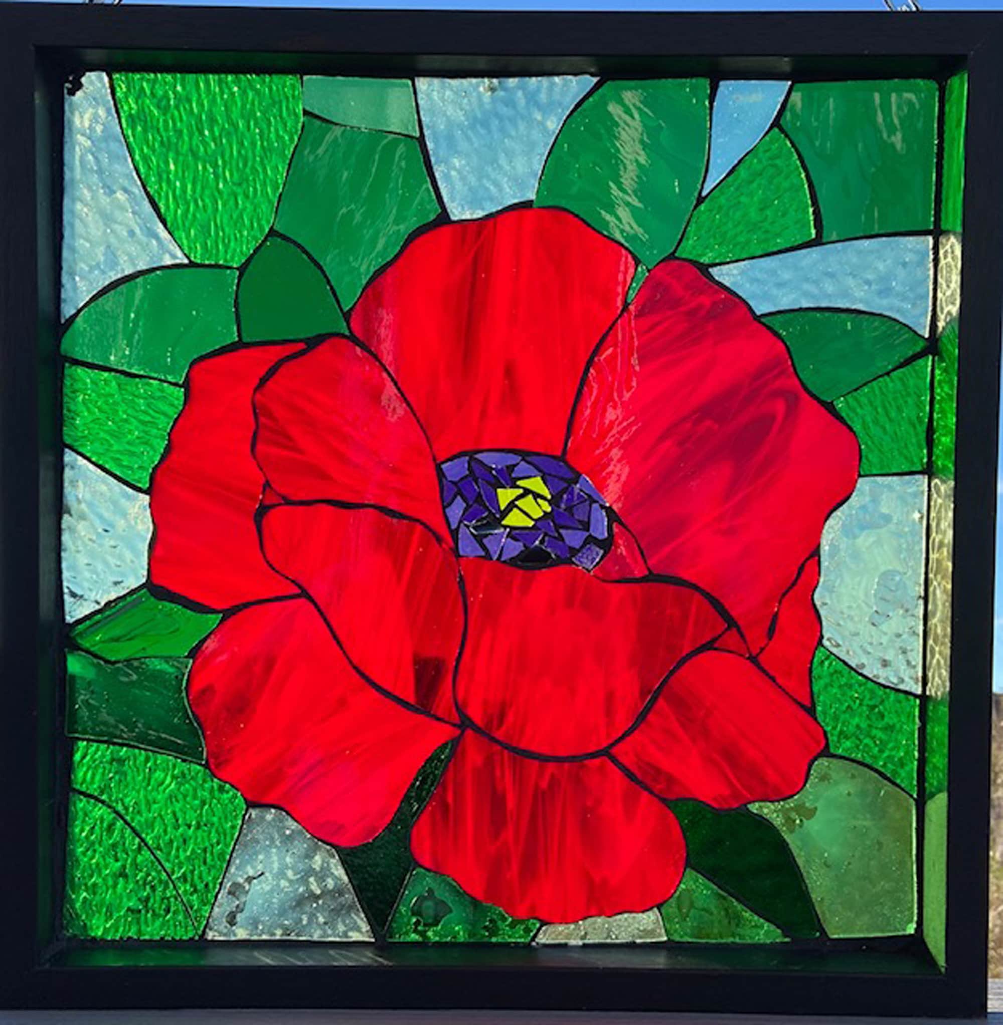 Stained Glass Mosaic Poppy - Etsy