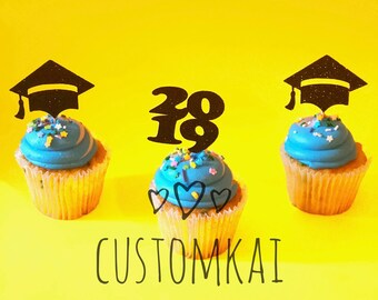 Items Similar To Graduation Party Cupcake Topper In Purple Gold