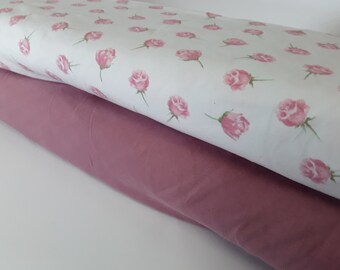 Cotton jersey, jersey roses, fragrance jersey, rose scent, girls, women, white pink, roses, flowers