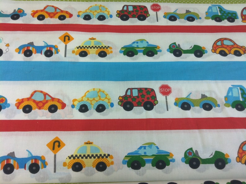 Cotton fabric, car, vehicles, children's fabric, clothing fabric, boys' fabric, sewing, white colorful image 1