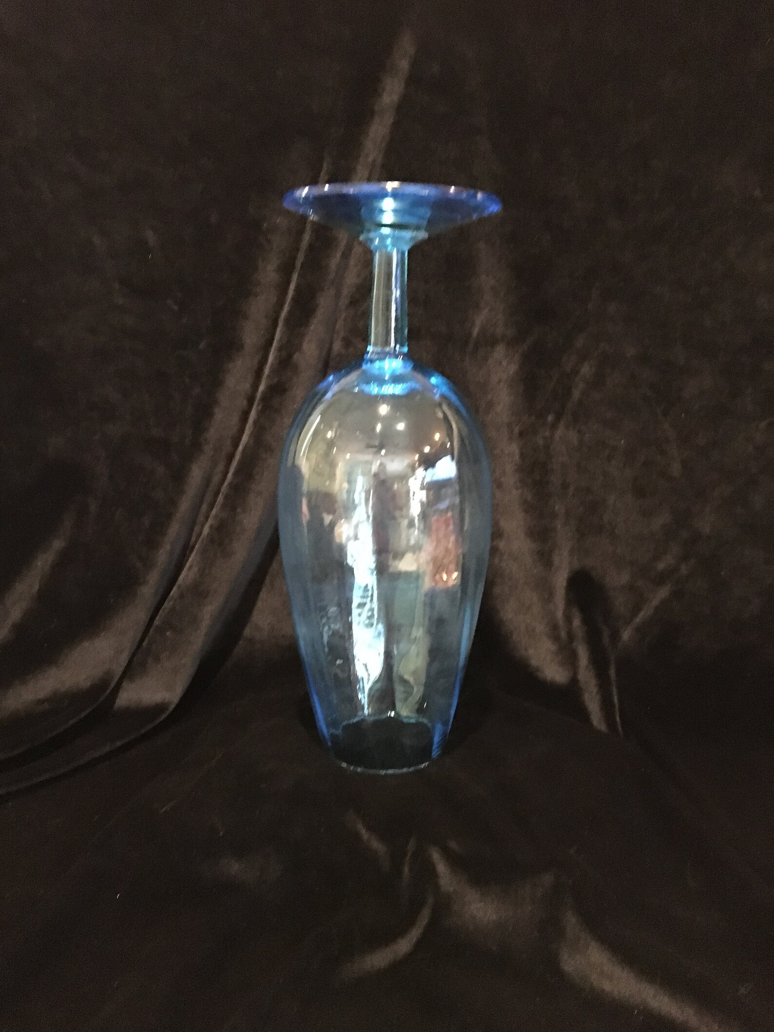 Tall Blue Glass Vase Vintage It Could Be a Wine Glass Etsy